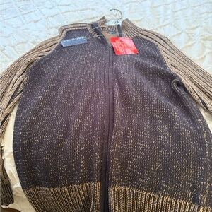 Brown and Tan Zip-Up Sweater